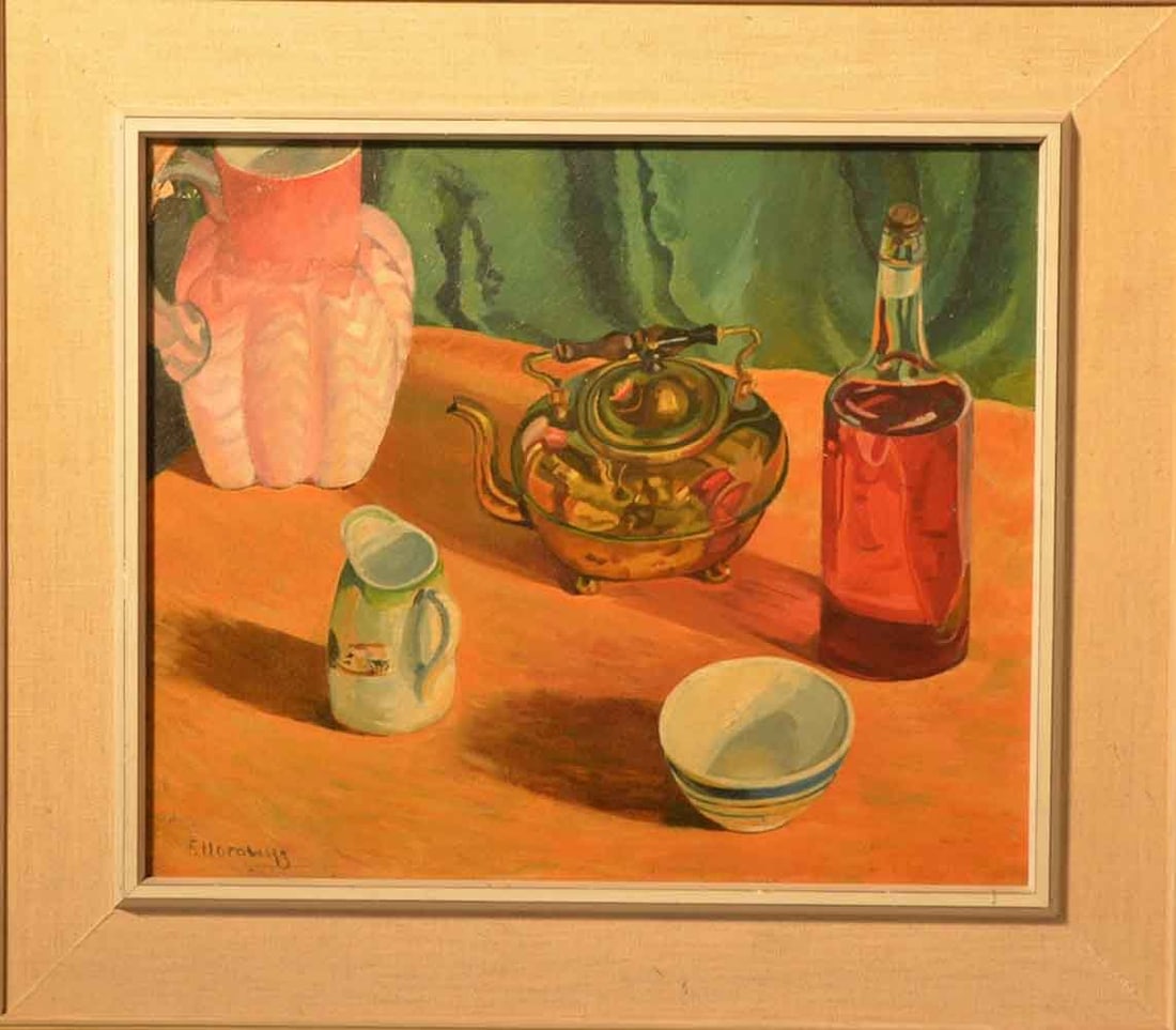 F. HOROWITZ (1889-1978) Ukrainian - Russian - American: Frank HOROWITZ (1889 Odessa, Ukraine - 1978 USA) ; Still-life ; 20th century ; oil on cardboard / framed ; dimensions 43 x 51 cm (17 x 20 in.) ; signed lower left corner ; Shipping to USA - DHL $250 ,