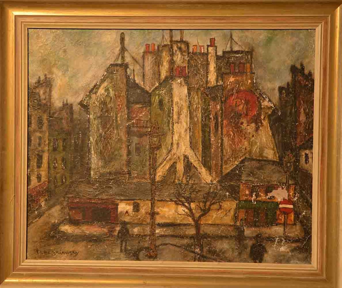 Ch. TCHERNIAWSKY 1900-1976 Russian - Belorussian - French: Charles TCHERNIAWSKY (1900 Bobruisk - 1976 Paris) ; Cityscape ; mid 20th century ; oil on canvas / framed ; dimensions 46 x 55 cm (18 1/8 x 21 2/3 in.) ; signed lower left corner ; Shipping to USA - D