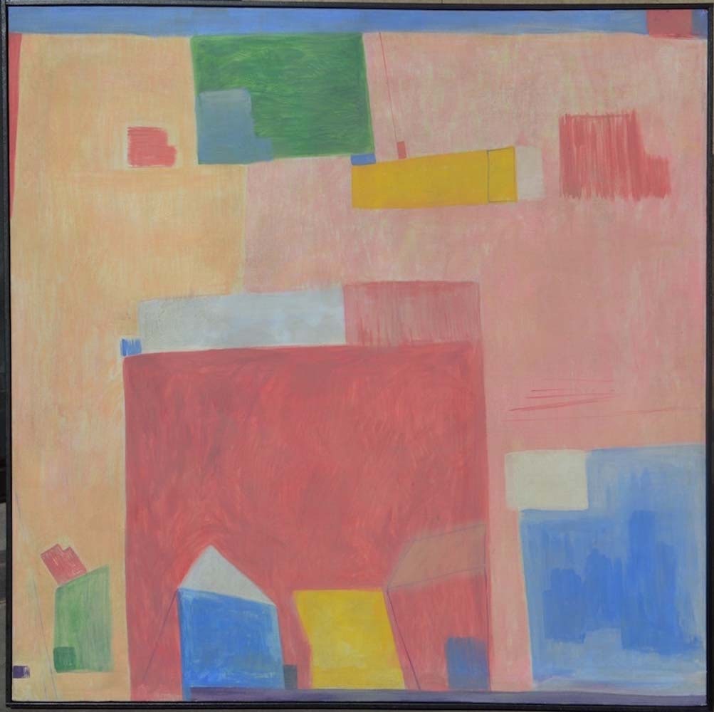 Simeon BRAGUIN 1907-1997 Russian Ukrainian American: Simeon BRAGUIN (1907 Kharkov - 1997 New York) ; Abstract ; 1980 ; acrylic on canvas / framed ; dimensions 91 x 91 cm (36 x 36 in.) ; signed on verso ; Shipping to USA - DHL $450 , National post with t