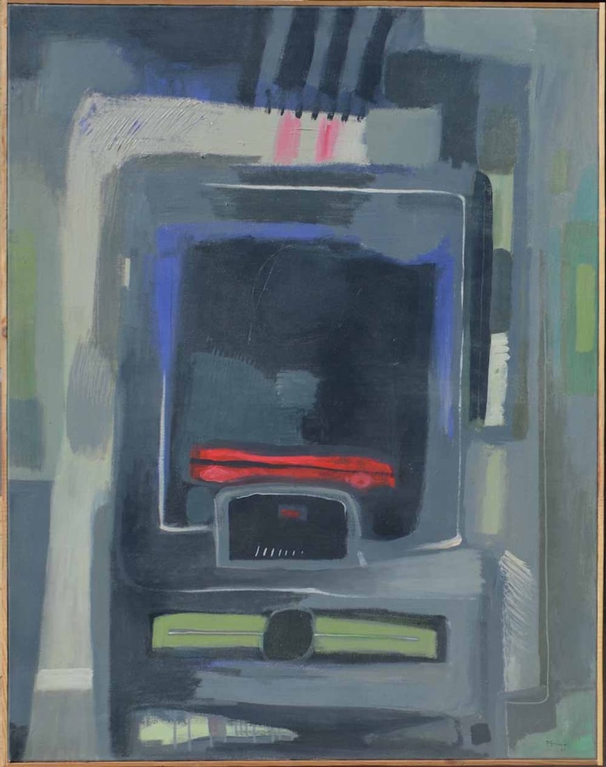 Pierre GRIMM (1898-1979) Ukraine - Russia - France: Pierre GRIMM (1898 Dnerp, Ukraine - 1979 Paris, France) ; Untitled abstract ; 1967 ; oil on canvas ; dimensions 115 x 90 cm (45 1/4 x 35 1/2 in.) ; signed and dated lower right corner ; Shipping to US