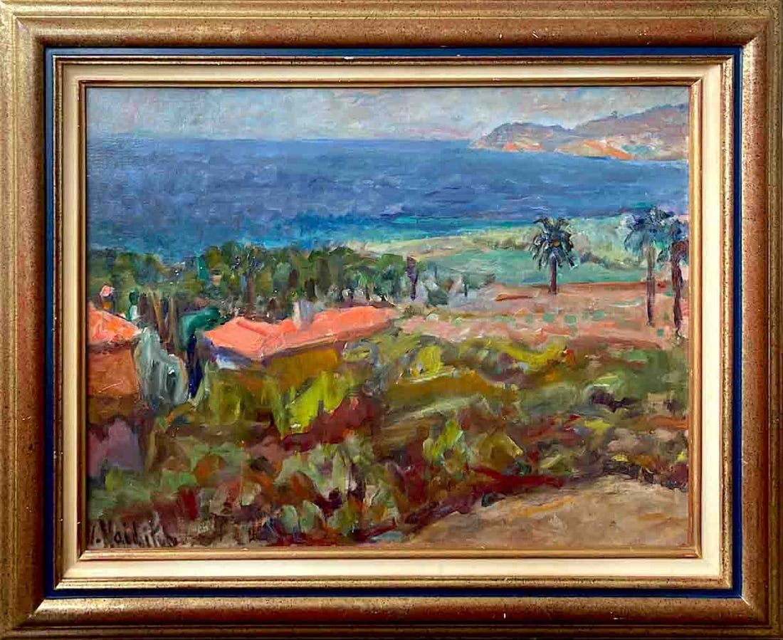 Vladimir NAIDITCH (1903-1980) Russian - French: Vladimir NAIDITCH (1903 Moscow - 1980/81 Paris) ; Sea view ; oil on canvas / framed ; dimensions 50 x 65 cm (19 2/3 x 25 2/3 in.) ; frame size 67 x 82 cm (26 1/3 x 32 1/3 in.) ; signed lower right cor
