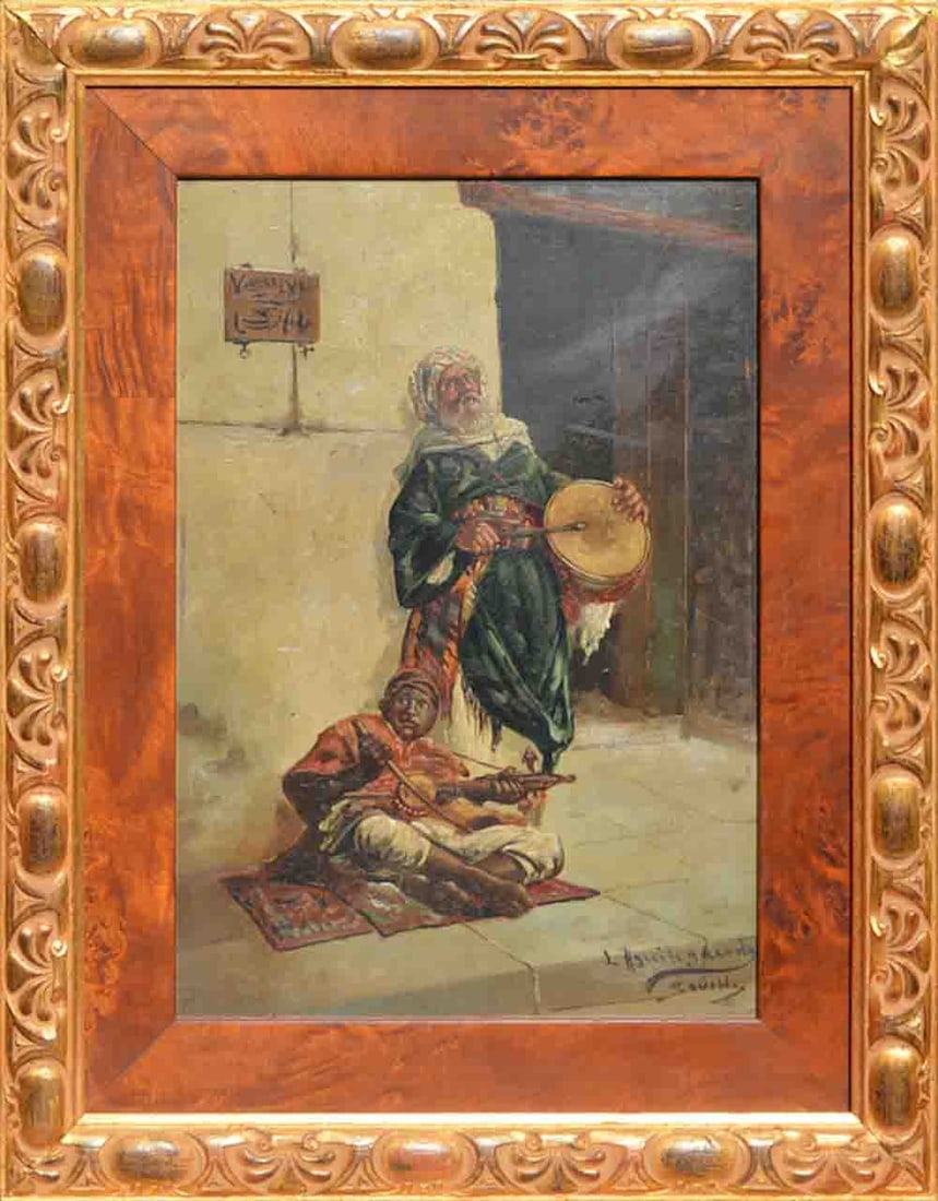 continental school of painting / XIX-XX century: the end oh the 19th - early 20th century ; oil on wood panel - framed ; dimensions 33 x 24 cm (13 x 9,5 in.) ; signed lower right corner ; Shipping to USA: DHL - $160 / National post with tracking ser