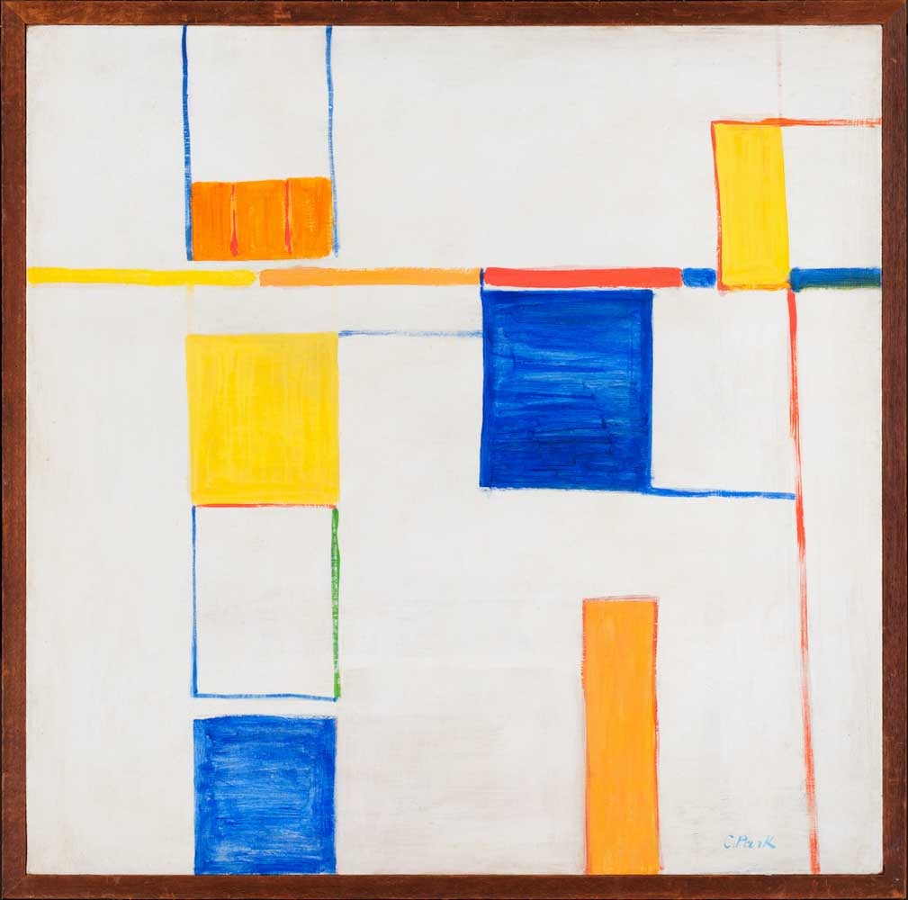 Charlotte Park (1918-2010) American: Charlotte Park (1918-2010) ; Abstract ; 1976 ; oil on canvas / framed ; dimensions 71 x 71 cm (28 x 28 in.) ; signed lower right corner ; artists inscriptions on verso ; Shipping to USA - DHL $650 , N