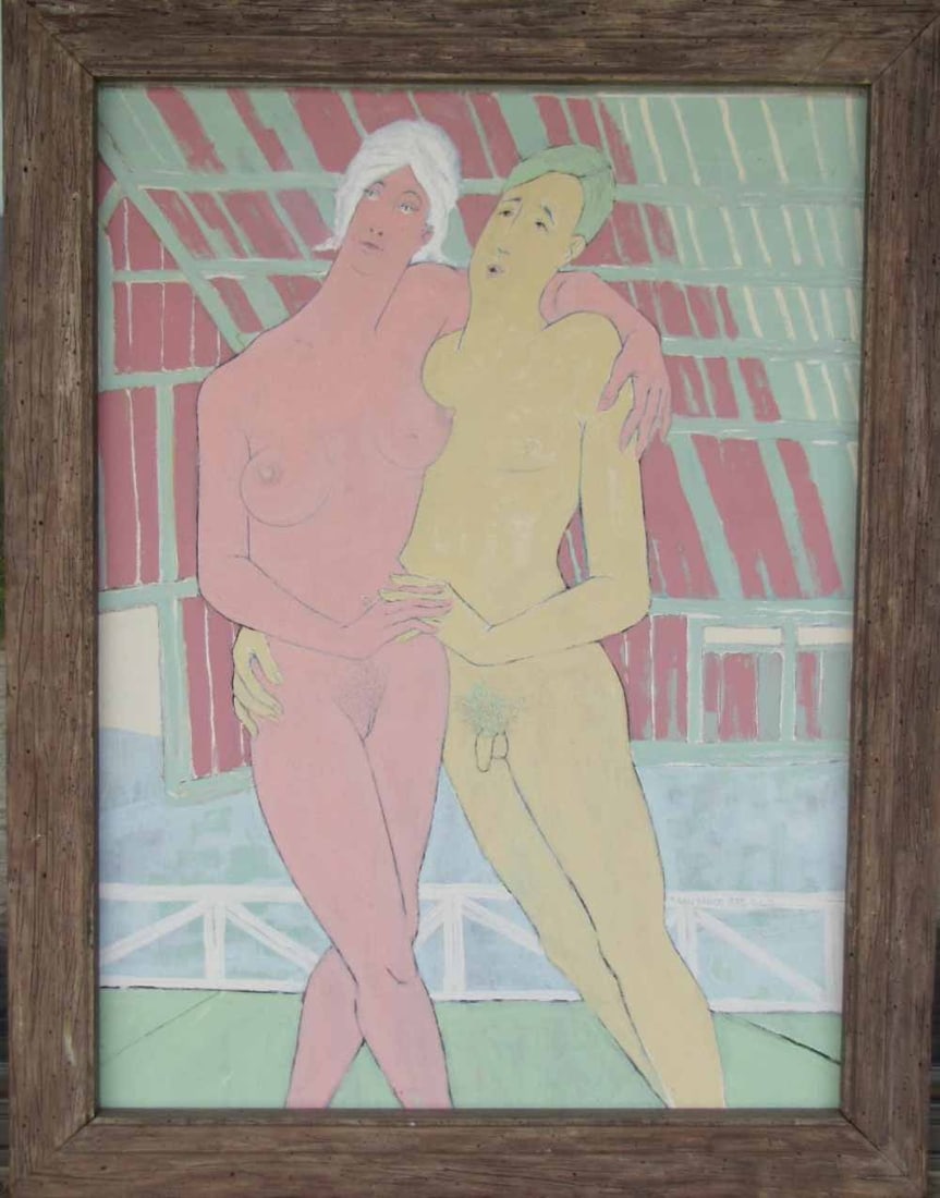 Robert SLATER (1919-1995) American: Robert SLATER (1919-1995) ; Erotical Nudes ; 1960-80s ; oil on canvas / framed ; dimensions 101 x 75 cm (40 x 29 1/2 in.) ; Shipping to USA - DHL $320 , National post with tracking service $170 / Ship