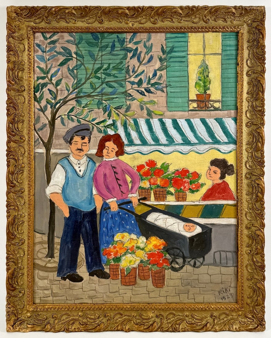 KIKI DE MONTPARNASSE (1901-1953) French: Alice Ernestine PRIN (1901-1953) ; Paris scene ; 1929 ; oil on canvas / framed ; dimensions 55 x 40 cm (21 2/3 x 15 3/4 in.) ; frame size 64 x 49 cm (25 1/4 x 19 1/3 in.) ; signed and dated lower righ