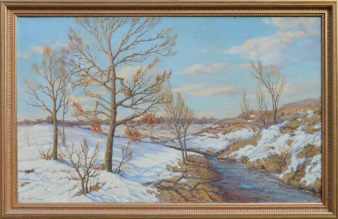 S. SEDRAC (1878-1974) Georgian - Armenian - French: Serge SEDRAC (1878-1974) ; Russian winter landscape ; mid 20th century ; oil on canvas - framed ; dimensions 75 x 122 cm (29 1/2 x 48 in.) ; signed lower left corner ; Shipping to USA: DHL - $450 / Na