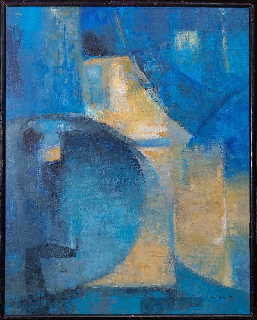 Michio Takayama (1903-1994) Japanese - American: Michio Takayama (1903-1994) Japan, New Mexico, California ; Abstract ; 1967 ; oil on canvas / framed ; dimensions 100,5 x 80 cm (39 1/2 x 31 1/2 in.) ; signed and dated lower right corner ; Shipping t