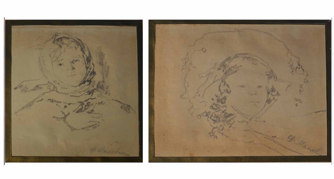 Filip MALJAVIN (1869-1940) Russian - French: Filip Andreevic MALJAVIN (1869-1940) ; Lot of 2 drawings ; early 20th century ; pencil on paper / framed ; signed ; dimensions 21 x 20 cm and 20 x 25 cm ; frames 48 x 37 cm and 34 x 44 cm ; Shipping t