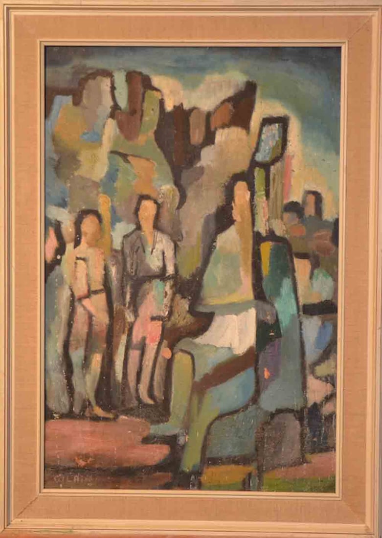 Aharon GILADI (1907-1993) Belorussian - Russian - Israeli: Aharon GILADI (1907 Gomel, Belorussia - 1993 Israel) ; Abstract ; mid 20th century ; oil on wood panel / framed ; dimensions 60 x 40 cm (23 2/3 x 15 3/4 in.) ; signed lower right corner ; Shipping to 