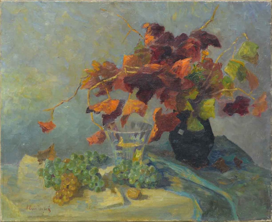 Alessio ISSUPOFF (1889-1957) Russian - Italian: Alessio ISSUPOFF (1889-1957) ; Floral still-life ; the 1st half of the 20th century ; oil on canvas - unframed ; dimensions 54 x 67,5 cm (21 1/4 x 26 2/3 in.) ; signed lower left corner ; Shipping to 