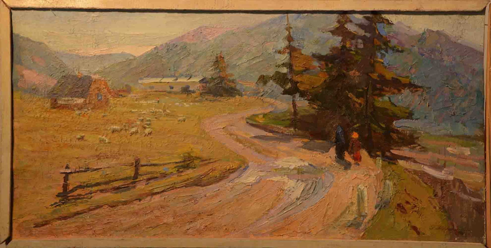 Grigoriy MARINICHENKO (1928-2006) Russian - Ukrainian: Grigoriy Andreevich MARINICHENKO (1928-2006) ; Landscape ; 1960 ; oil on canvas / framed ; dimensions 40 x 80 cm (77 x 77 in.) ; signed & dated lower right corner ; Shipping to USA - DHL $250 , Nation