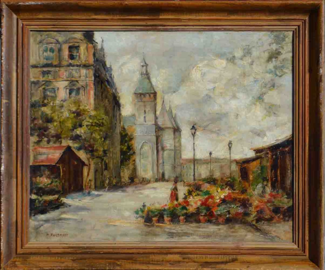 Michel PORTNOFF (1885-1978) Russian Ukrainian French: Michel PORTNOFF (1885 Kirovograd - 1978 Paris) ; Paris view ; 1920-30s ; oil on canvas / framed ; dimensions 42 x 52 cm (16 1/2 x 20 1/2 in.) ; signed lower left corner ; Shipping to USA - DHL $160 , 