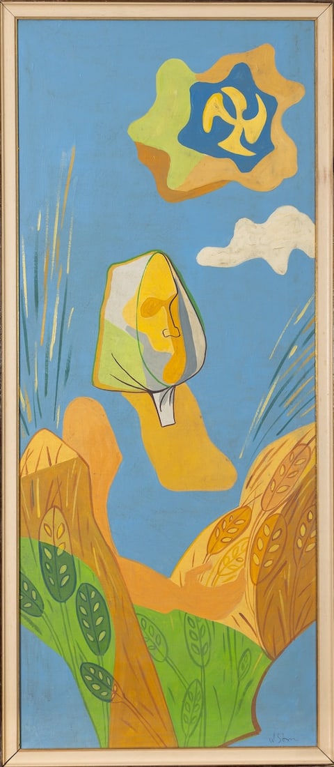 Wladyslaw STRZEMINSKI (1893-1952) Russian - Polish: Wladyslaw STRZEMINSKI (1893-1952) ; oil on canvas, the 1st half of the 20th century / framed ; dimensions 100 x 42 cm (39 1/3 x 16 1/2 in.) ; frame size 104 x 46 cm (41 x 18 in.) ; signed lower right 