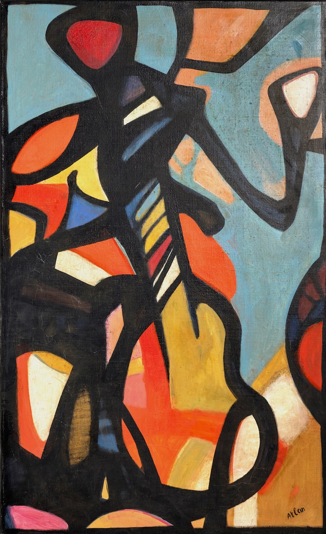 Jean-Michel ATLAN (1913-1960) Algeria - France: Jean-Michel ATLAN (1913-1960) ; Untitled ; mid 20th century ; oil on canvas ; dimensions 146,5 x 88 cm (57 2/3 x 34 2/3 in.) ; signed lower right corner ; Shipping to USA - DHL $735 , National post wi