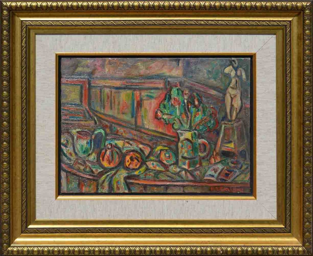 P. KREMEGNE 1890-1981 Russian / Belorussian / French: P. KREMEGNE (1890-1981) ; Still-life ; mid 20th century ; oil on canvas - framed ; dimensions 36 x 49 cm (14 1/8 x 19 1/3 in.) ; signed lower right corner ; Shipping to USA: DHL - $250 / National post
