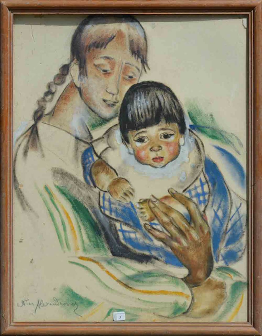 Nina ALEXANDROWICZ (1888-1946) Poland / France: Nina ALEXANDROWICZ (1888-1946) ; portrait of Zinaida Serebriakoff; early 20th century ; pastel on paper - framed ; dimensions 57 x 44 cm (22 1/2 x 17 1/3 in.) ; signed lower left corner ; Shipping to 