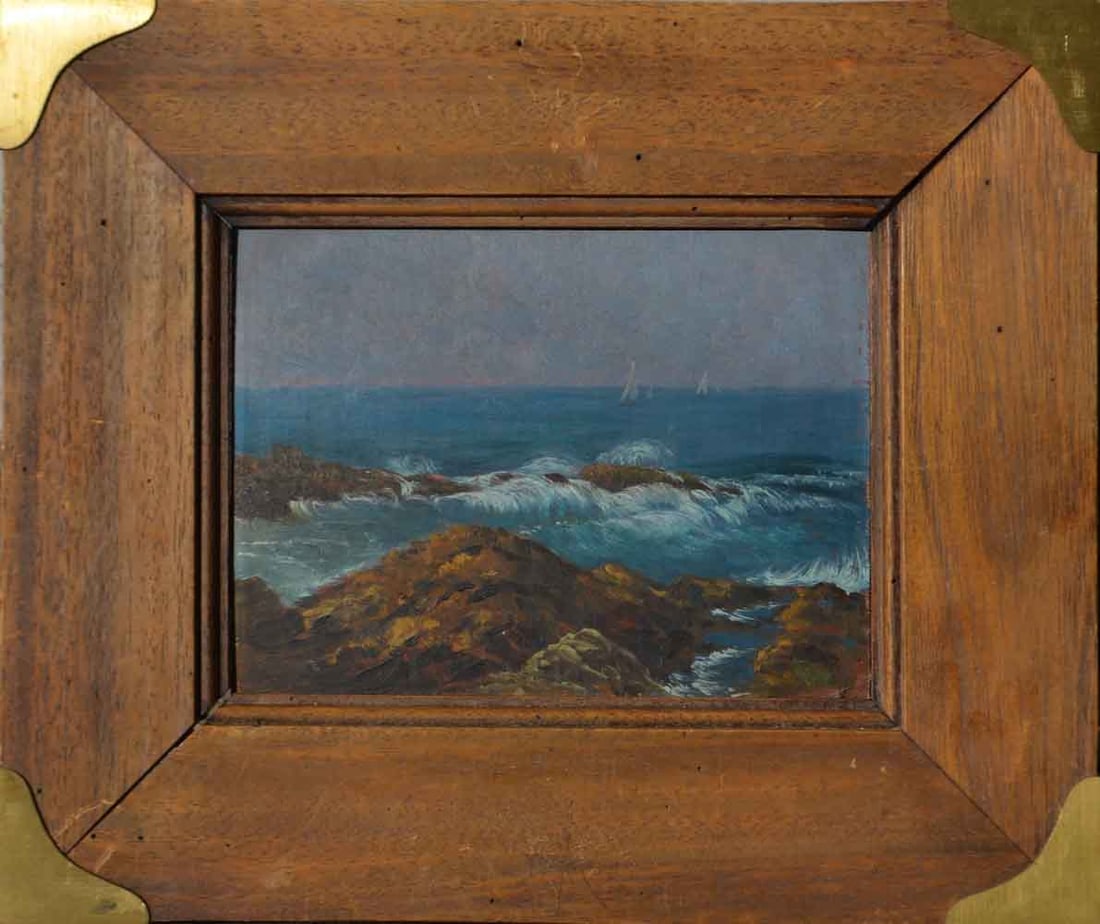 Boris FOGEL (1871-1961) Russian: Boris Aleksandrowicz FOGEL (1871-1961) ; Seascape ; the 1st half of the 20th century ; oil on cardboard / framed ; dimensions 16 x 21 cm (6 1/3 x 8 1/4 in.) ; frame size 30 x 35 cm (12 x 13 3/4 in.) ;