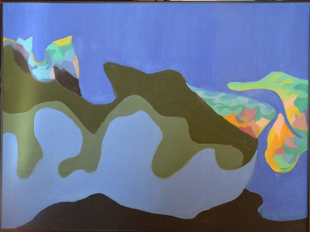 Anya FISHER (1905-1992) Russian / Ukrainian / American: Anya Fisher (1905-1992) abstract ; the third quarter of the 20th century oil on canvas ; framed 77 x 101 cm (30 1/3 x 39 1/4 in.) signed lower right Shipping to USA: DHL - $320 ; National post with tr