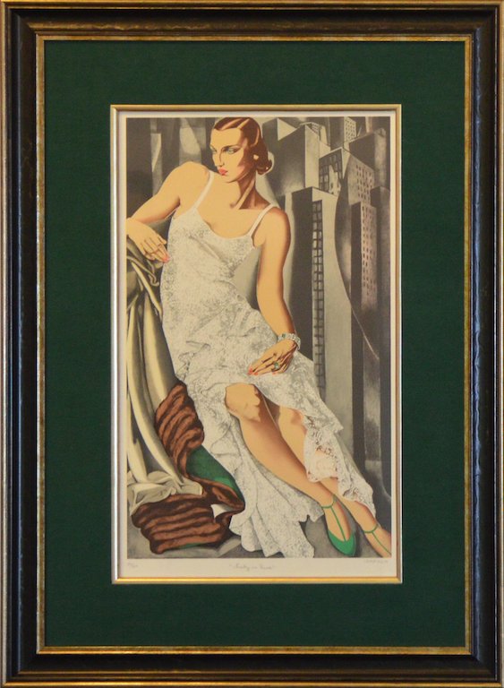 Tamara DE LEMPICKA (1898-1980): Tamara de Lempicka (1898-1980) Lady in lace lithograph on Arches paper ; framed image size 70 x 45 cm (27 1/2 x 17 3/4 in.) signed, named & edition (63/300) at the bottom in pencil Shipping to USA: DH