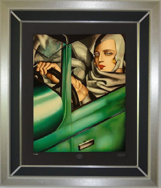 Tamara DE LEMPICKA (1898-1980) Self-portrait: Tamara DE LEMPICKA (1898-1980) ; Self-portrait in Bogatti ; 1991 ; lithograph / framed with glass ; image size 97 x 79 cm (38 x 31 in.) ; edition 1/400 ; Shipping to USA - DHL $450 , National post wit