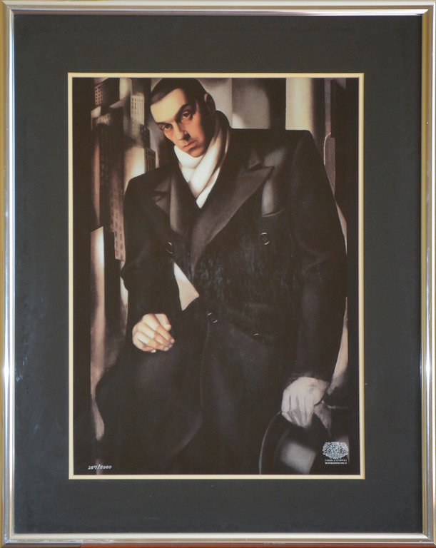 Tamara DE LEMPICKA (1898-1980) Portrait of husband: Tamara DE LEMPICKA (1898-1980) ; Portrait of Tadeuzh Lempicki ; 1994 ; lithograph / framed with glass ; image size 70 x 51 cm (27 1/2 x 20 in.) ; edition 688/5000 ; Shipping to USA - DHL $450 , Nation