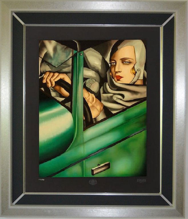 Tamara DE LEMPICKA (1898-1980) Self-portrait: Tamara DE LEMPICKA (1898-1980) ; Self-portrait in Bogatti ; 1991 ; lithograph / framed with glass ; image size 97 x 79 cm (38 x 31 in.) ; edition 1/400 ; Shipping to USA - DHL $450 , National post wit