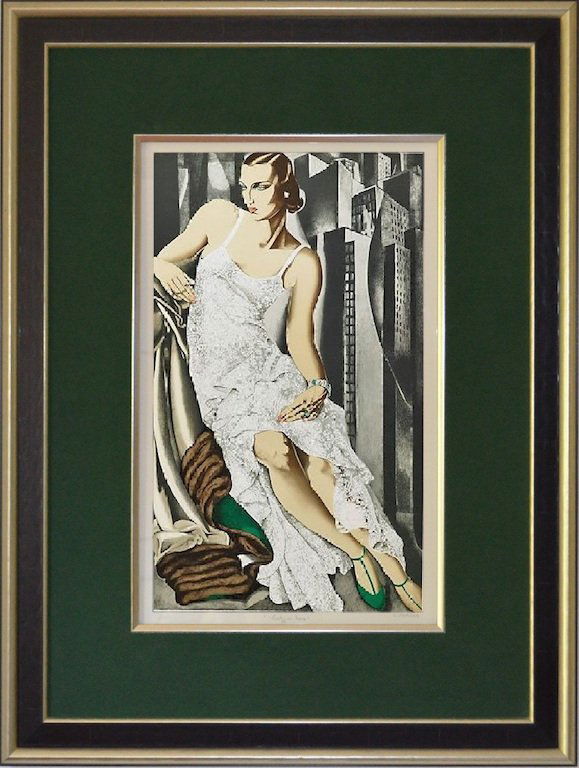 Tamara DE LEMPICKA (1898-1980) Lady in lace: Tamara DE LEMPICKA (1898-1980) ; Lady in lace ; lithograph on Arches paper / framed with glass ; image size 69 x 43 cm (27 x 17 in.) ; edition 69/300 ; Shipping to USA - DHL $450 , National post with