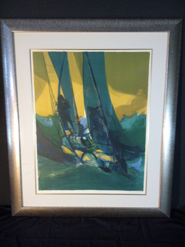 Marcel Mouly Lithograph: Sailing I
