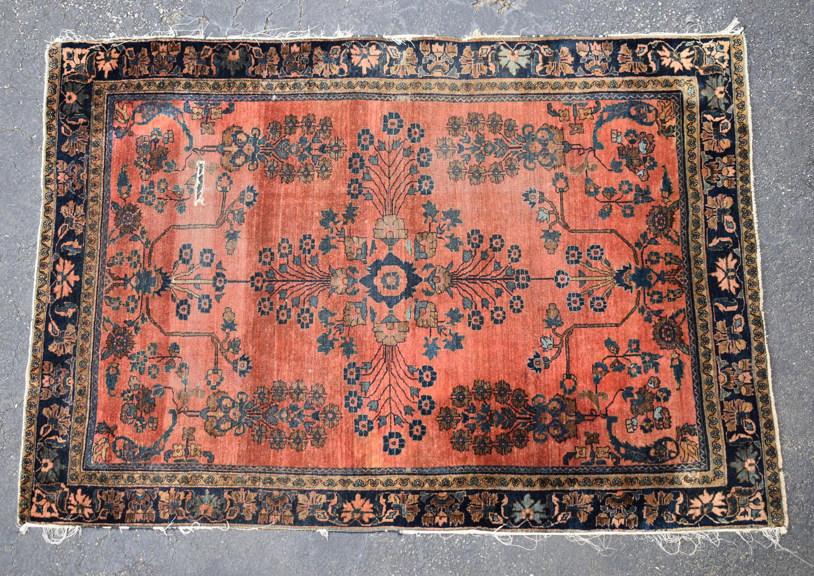 1920's Sarouk Rug 4' 2" x 6" 2": washed and painted.
