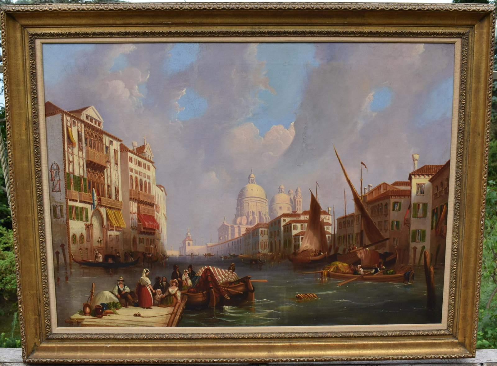 American School, circa 1850 Grand Canal: oil on canvas,, 37 ½” x 52” marked S. D. Foster on stretcher, mid to late 19th century, relined.