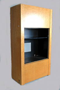 PAUL EVANS BIRD'S EYE MAPLE CABINET with black inte: PAUL EVANS BIRD'S EYE MAPLE CABINET with black interior H. 90 1/4" W. 48" D. 24"