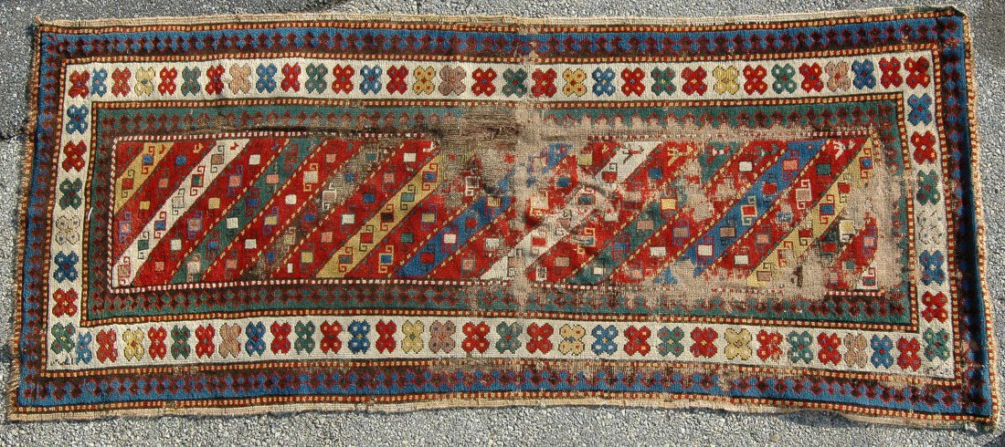 3' X 7' 19TH C. GENDJE LONG RUG: 3' X 7' 19TH C. GENDJE LONG RUG Provenance: Estate of Mrs. David Dawson, Chadds Ford, PA