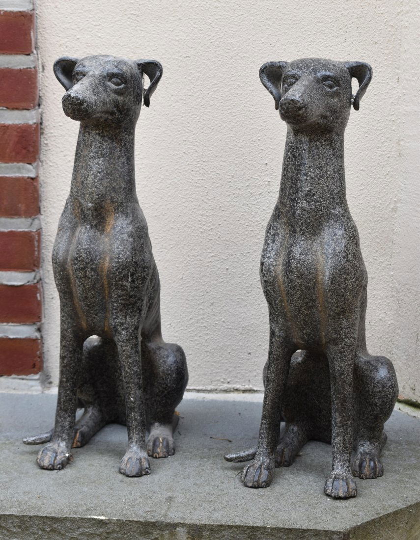 PAIR OF CAST IRON STANDING WHIPPETS (1 of 3)