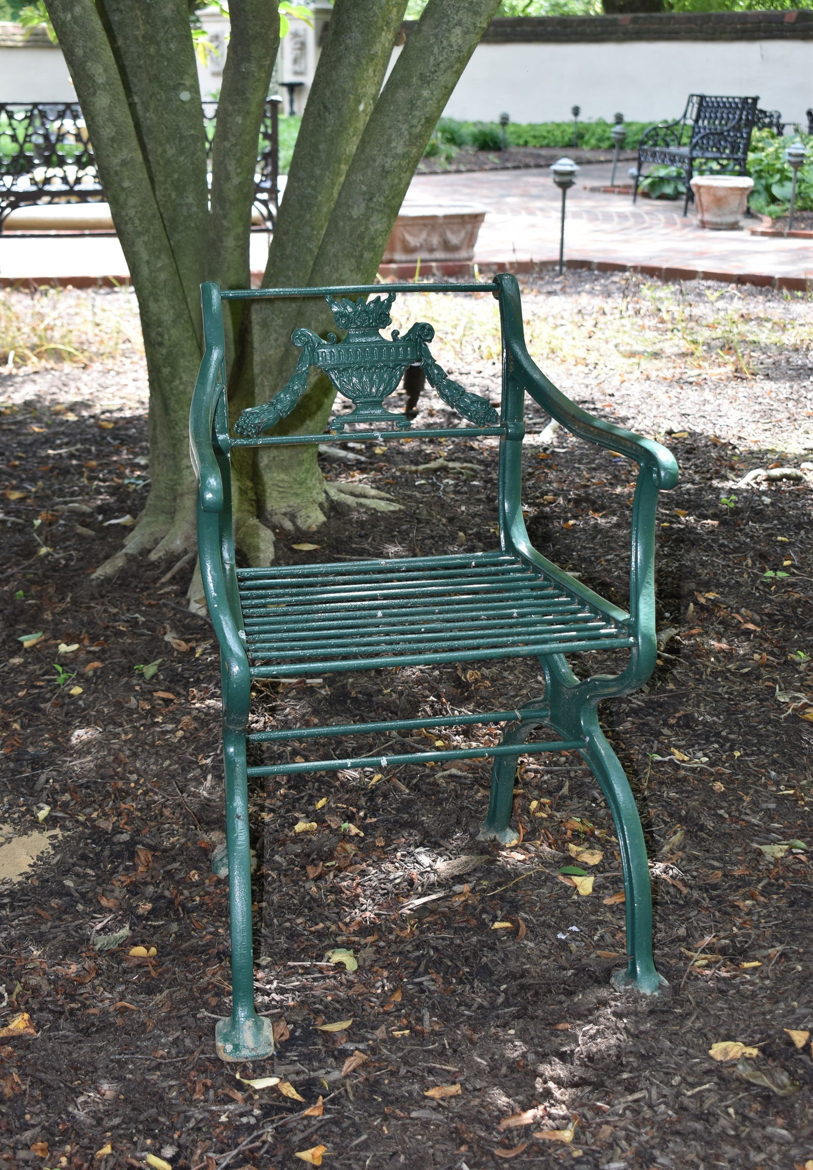 FINE 19TH CENTURY CLASSICAL CAST IRON ARM CHAIR (1 of 4)