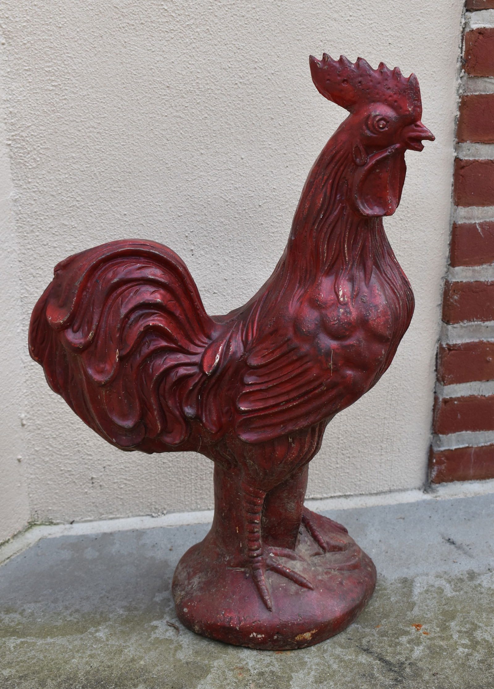 FRENCH CAST IRON ROOSTER GARDEN STATUE (1 of 2)