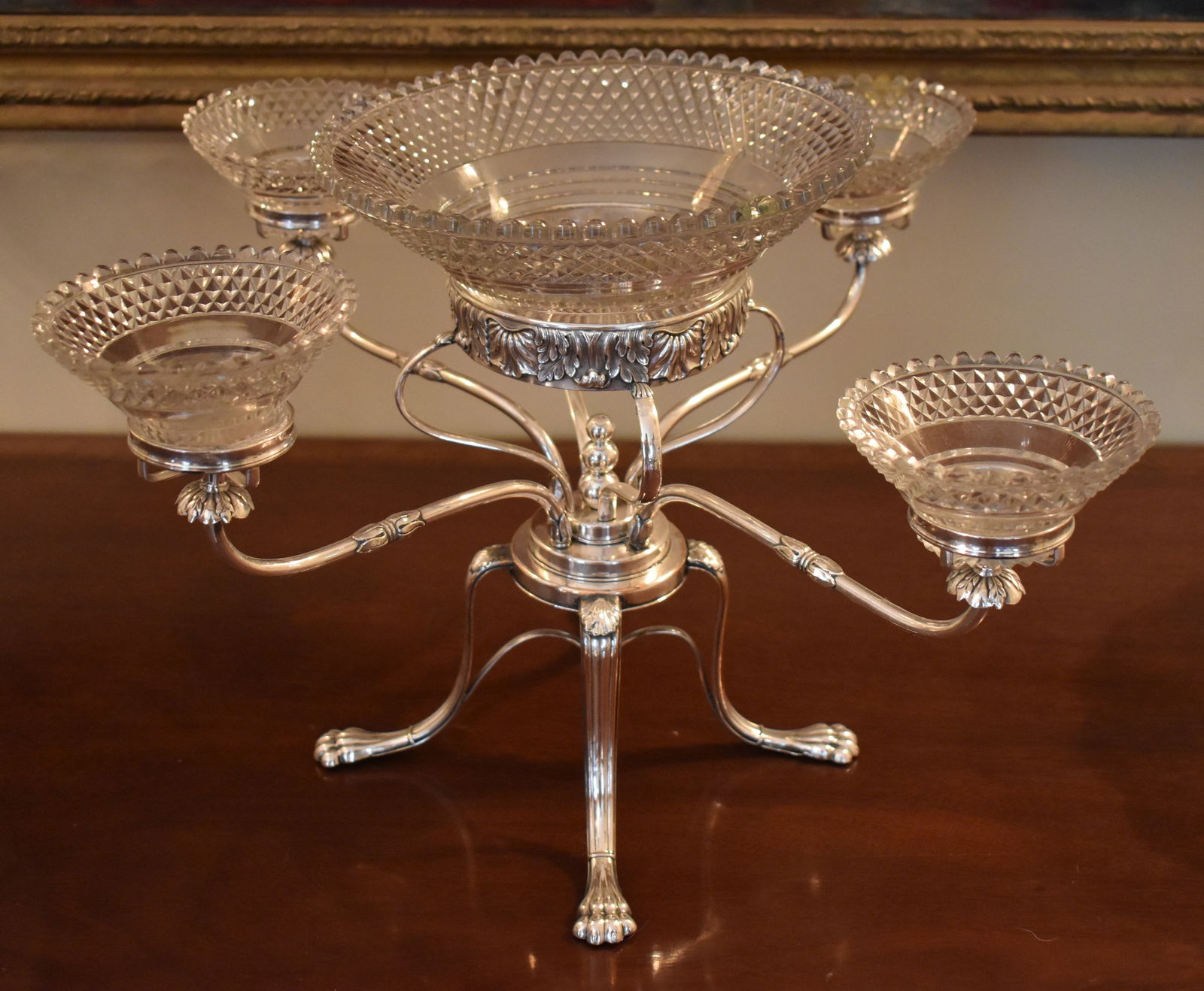 EARLY 19TH CENTURY SHEFFIELD & CUT CRYSTAL EPERGNE (1 of 7)