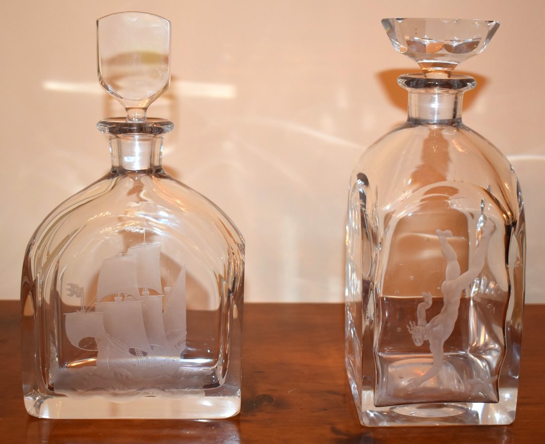 Two Mid Century Modern Orrefors Decanters Auction