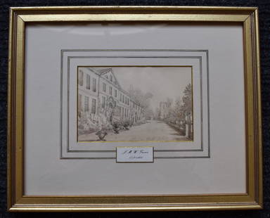 J. M. W. TURNER ATTRIBUTED PENCIL DRAWING (1775-1851)Titled "Lowesby Hall Oct 1839": Titled in pencil lower right Lowesby Hall Oct 1839. Sight size 4 1/2" x 7" Molded Gilt Frame 12 1/4" x 15 1/4"