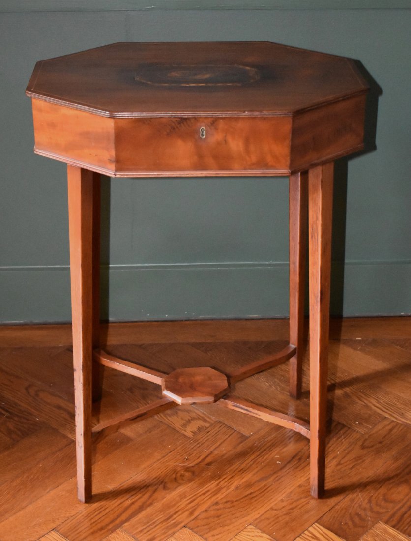 ANTIQUE ENGLISH HEPPLEWHITE OCTAGONAL WORK TABLE (1 of 5)