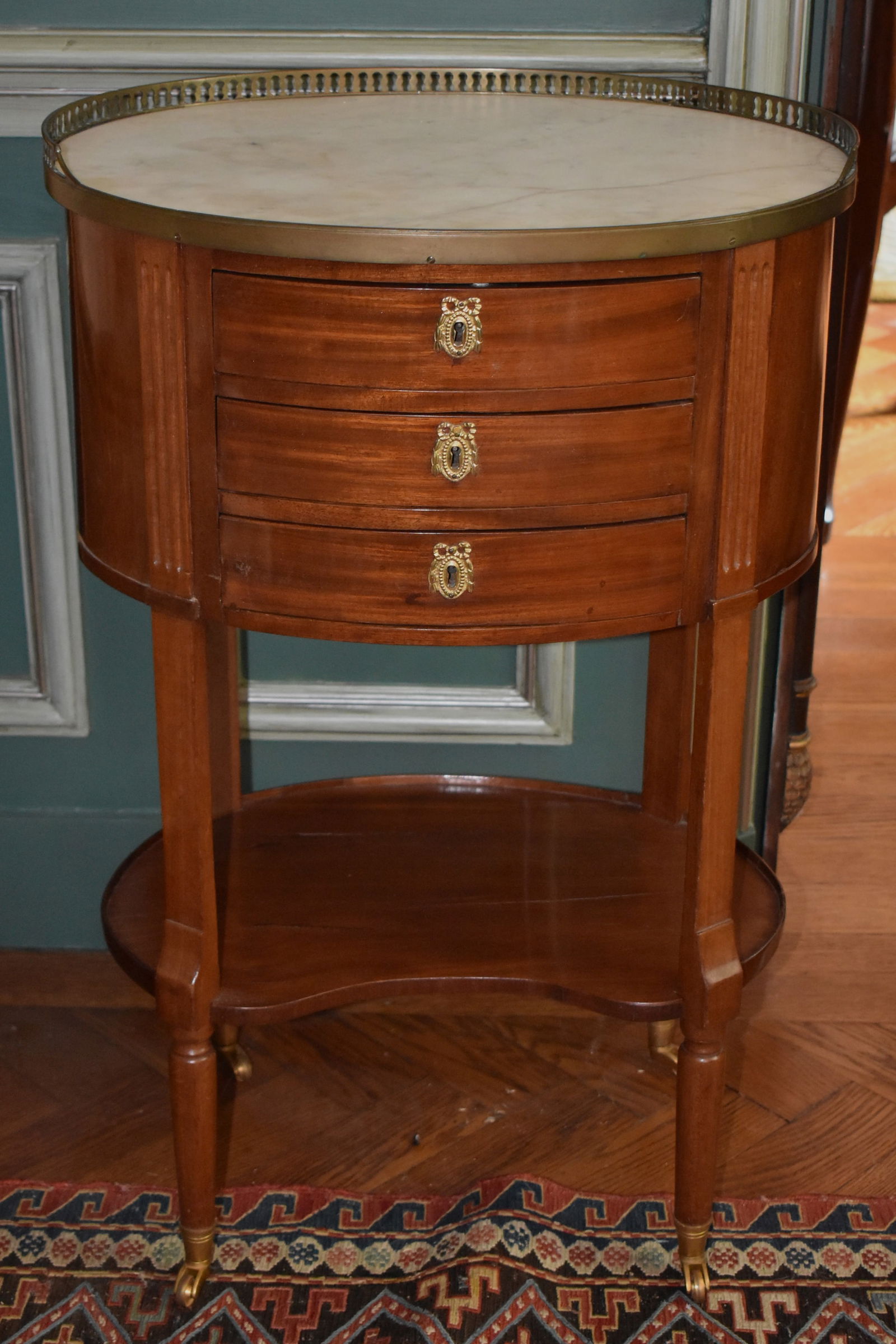 ANTIQUE LOUIS XVI SATINWOOD MARBLE TOP SIDE TABLE (1 of 5)