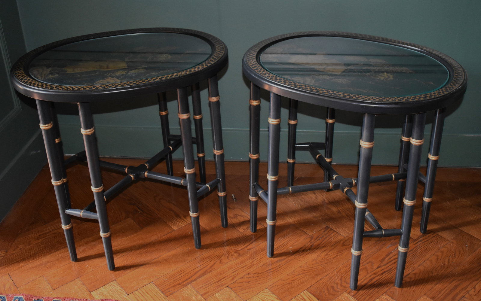 DECORATIVE PAIR OF BAMBOO CHINOISERIE TABLES (1 of 3)