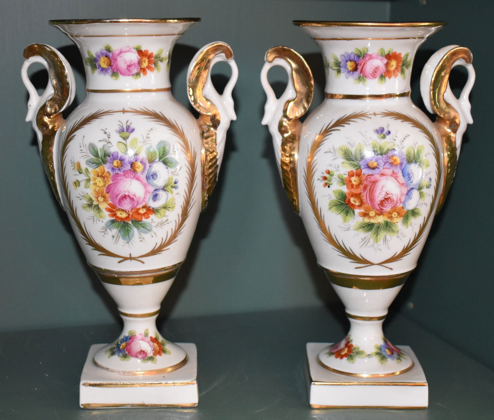 PAIR OF FRENCH PORCELAIN URN FORM VASES (1 of 3)