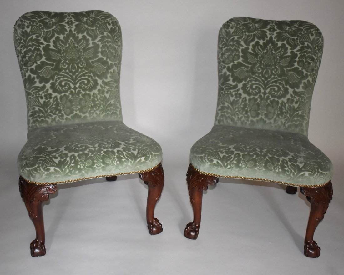 RARE PAIR OF GEORGE II ENGLISH CHIPPENDALE CHAIRS (1 of 17)