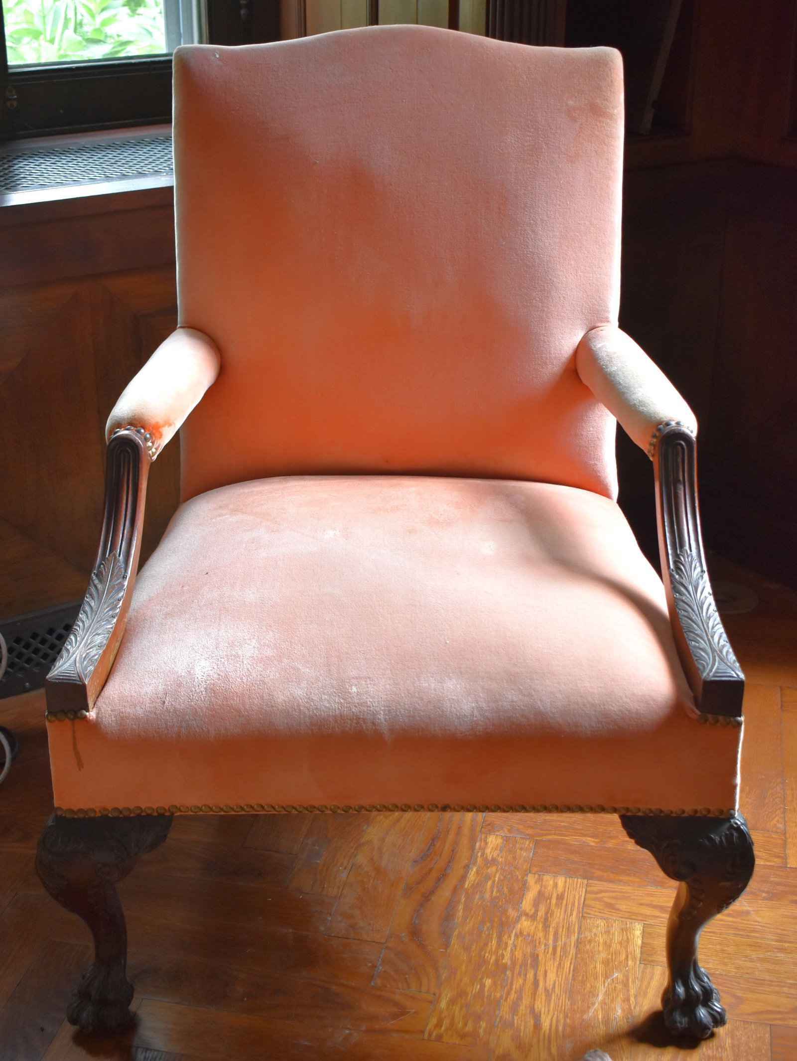 IRISH CHIPPENDALE STYLE LIBRARY ARM CHAIR (1 of 4)