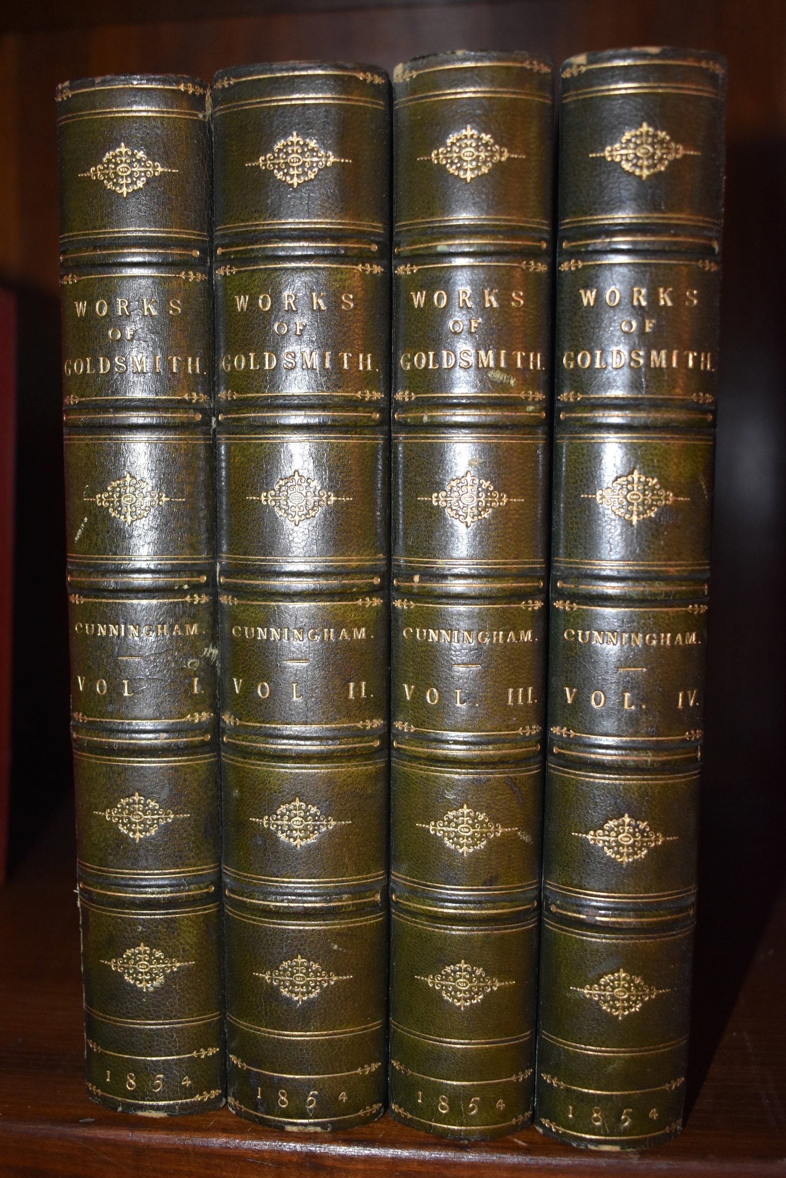 FINE BINDINGS: "WORKS OF GOLDSMITH" 4 VOLUMES (1 of 3)