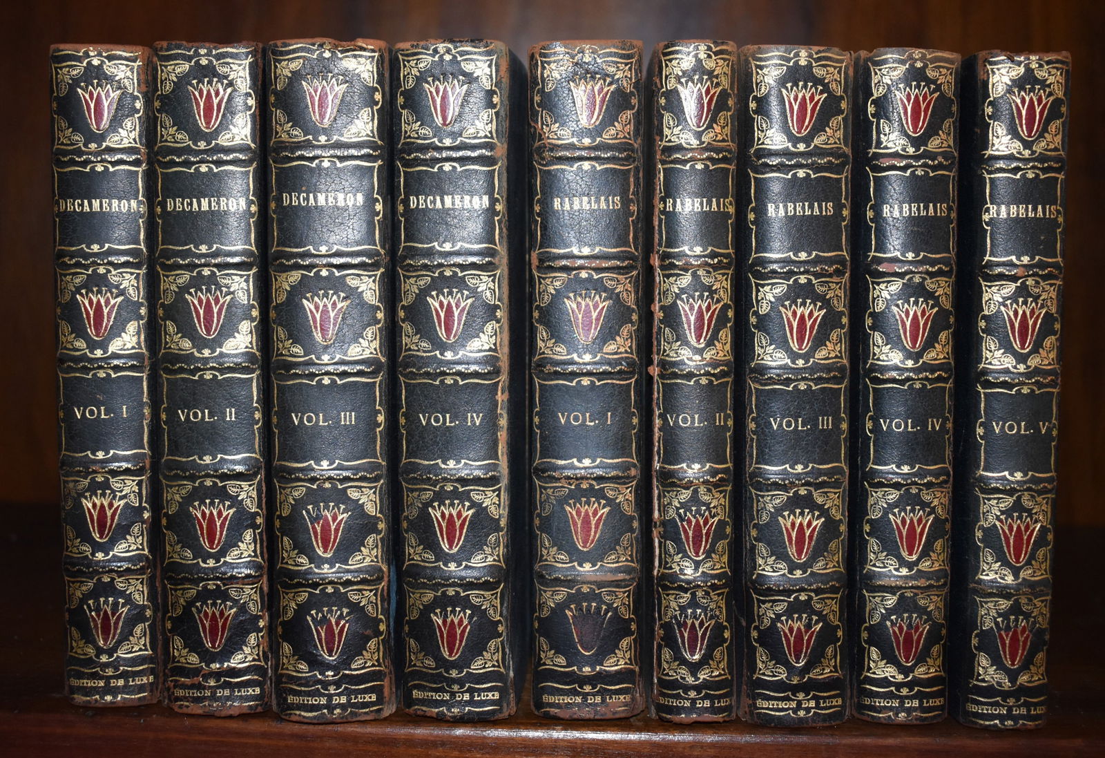 FINE BINDINGS: "DECAMERON & RABELAIS"  9 VOLUMES (1 of 3)