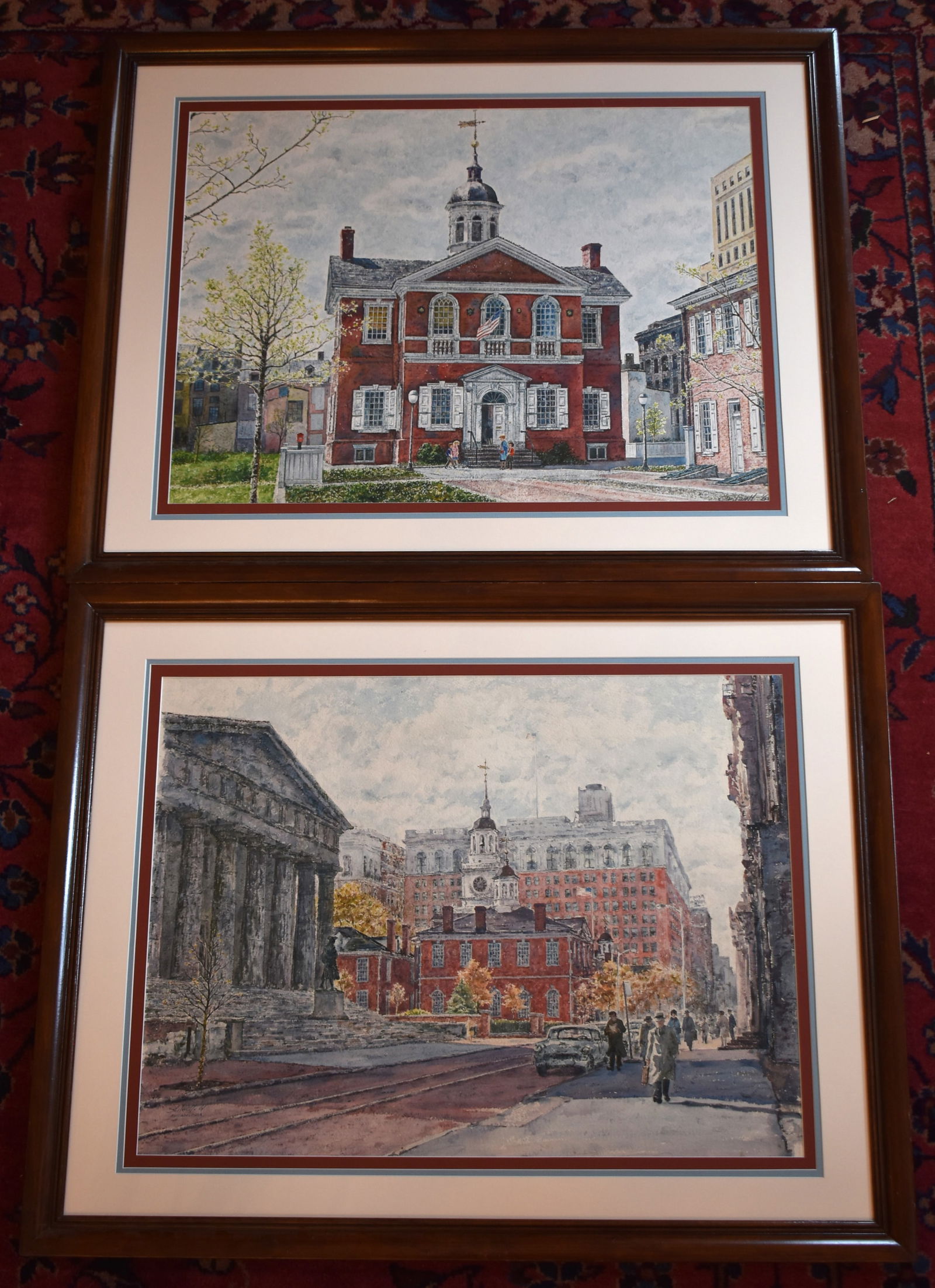 TWO VINTAGE PHILADELPHIA WATERCOLORS, "STILWELL 61" (1 of 5)