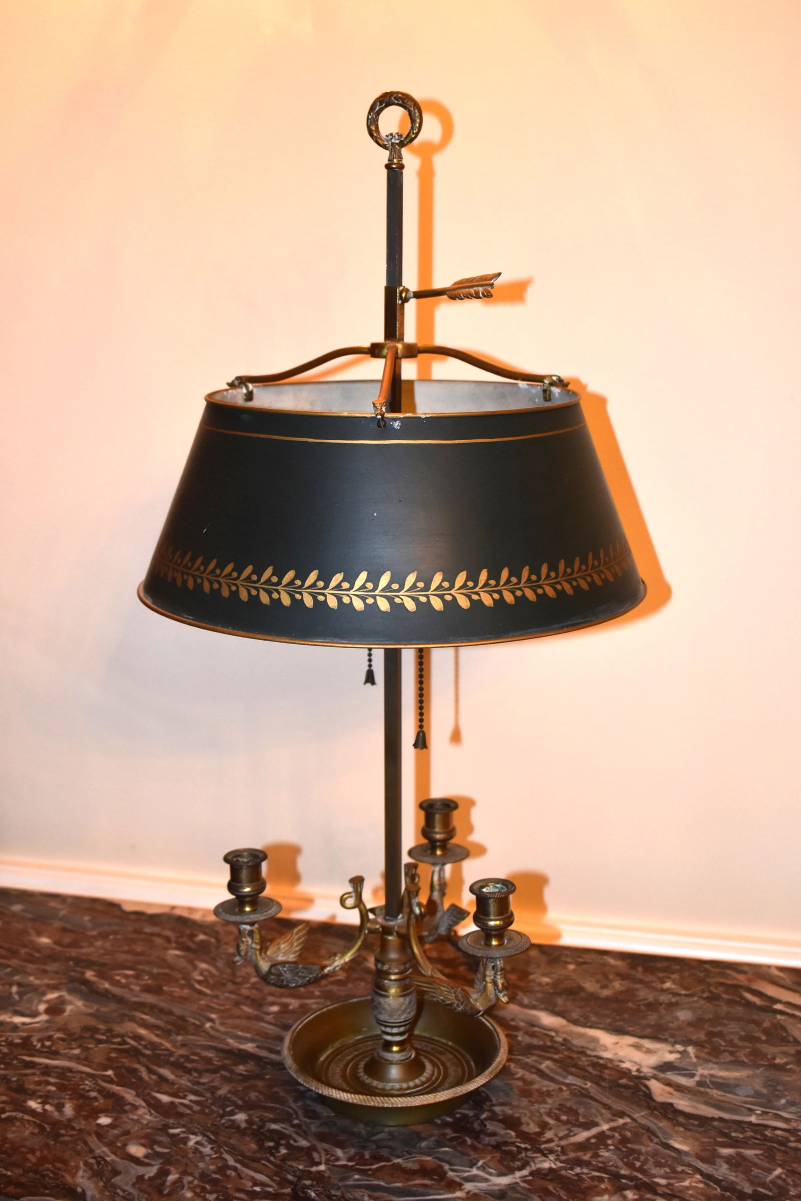 ANTIQUE FRENCH EMPIRE STYLE BRASS BOUILLETTE LAMP (1 of 3)