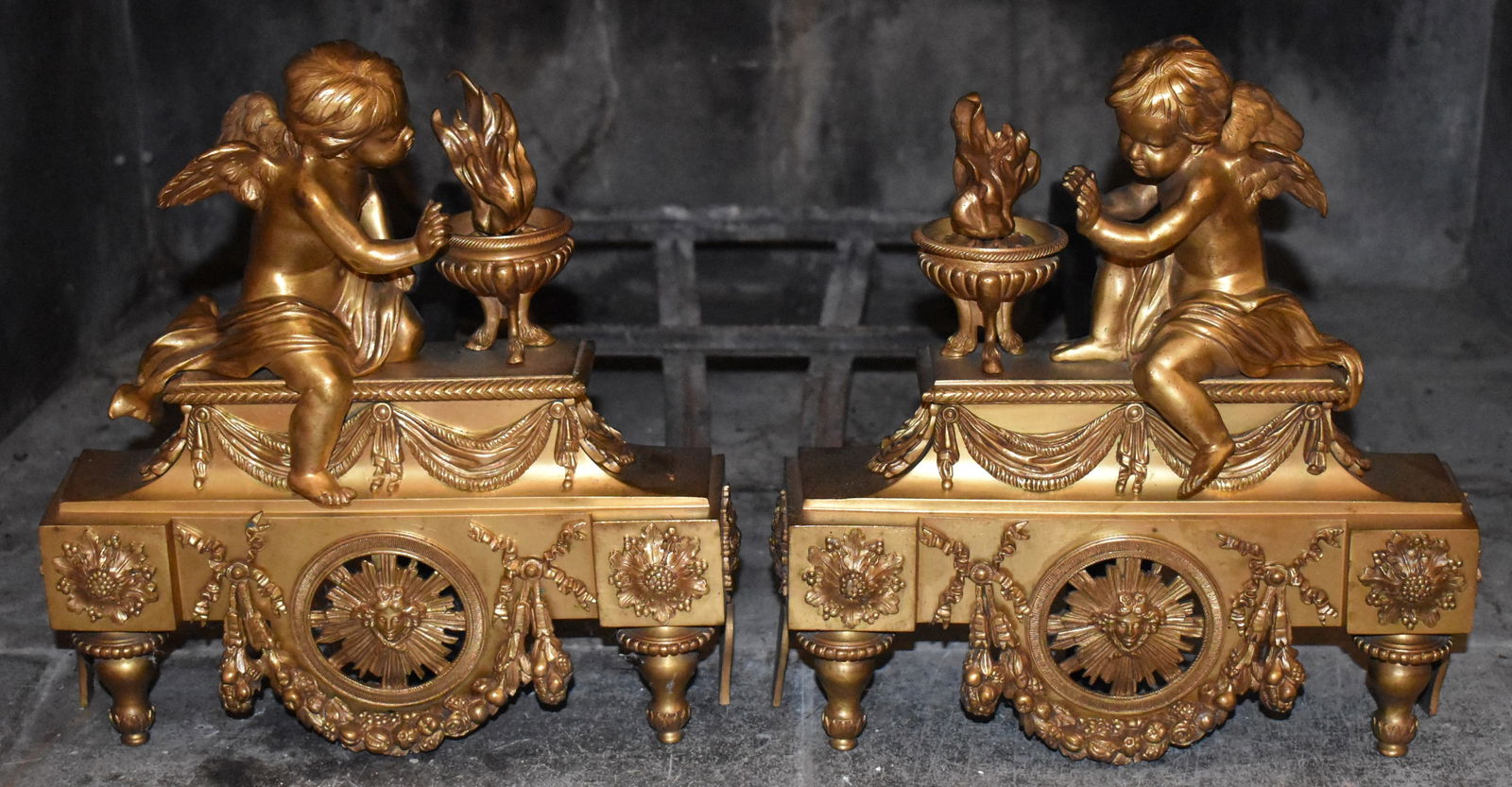 PAIR OF FRENCH BRONZE DIORE FIGURAL CHENETS (1 of 6)