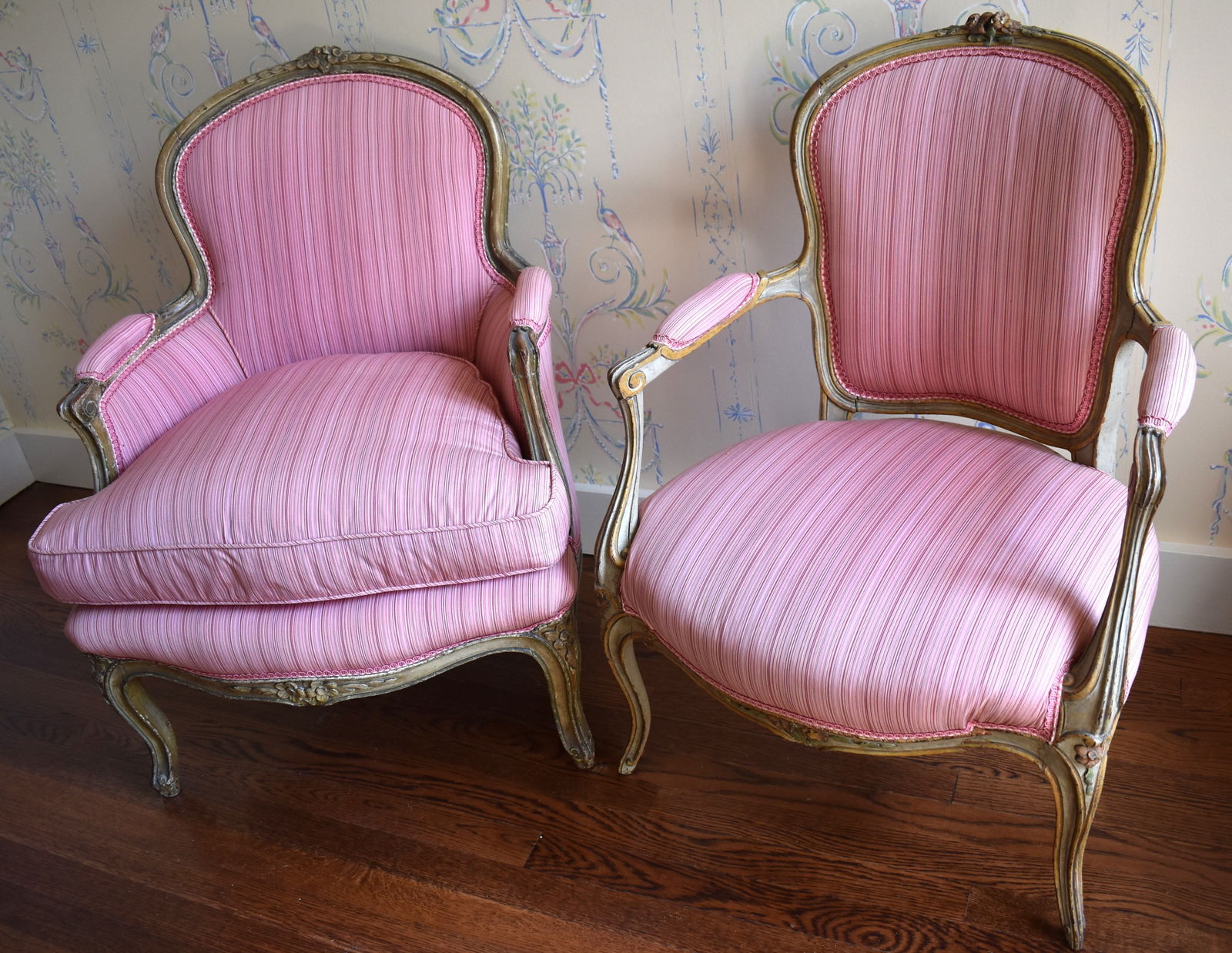 ASSOCIATED PAIR OF FRENCH LOUIS XV ARMCHAIRS (1 of 5)